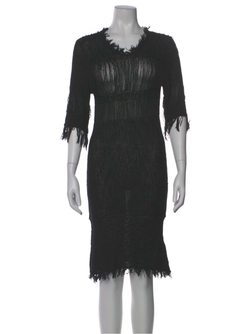 Isabel Marant Black Midi Fringe Dress Resort wear
